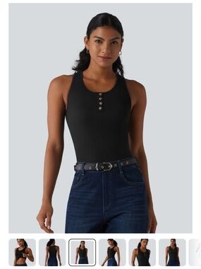 HALARA Ribbed Knit Round Neck Built-in Bra
Casual Tank Top